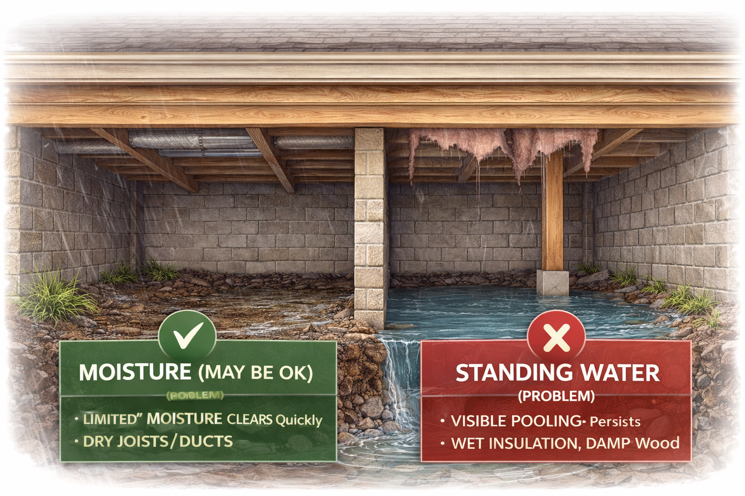 is water in a crawl space normal